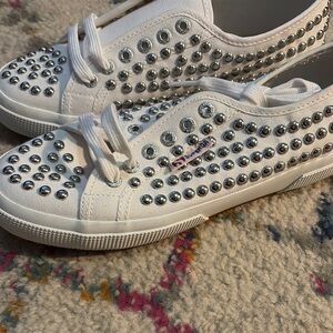 Superga Women's White Studded Sneakers